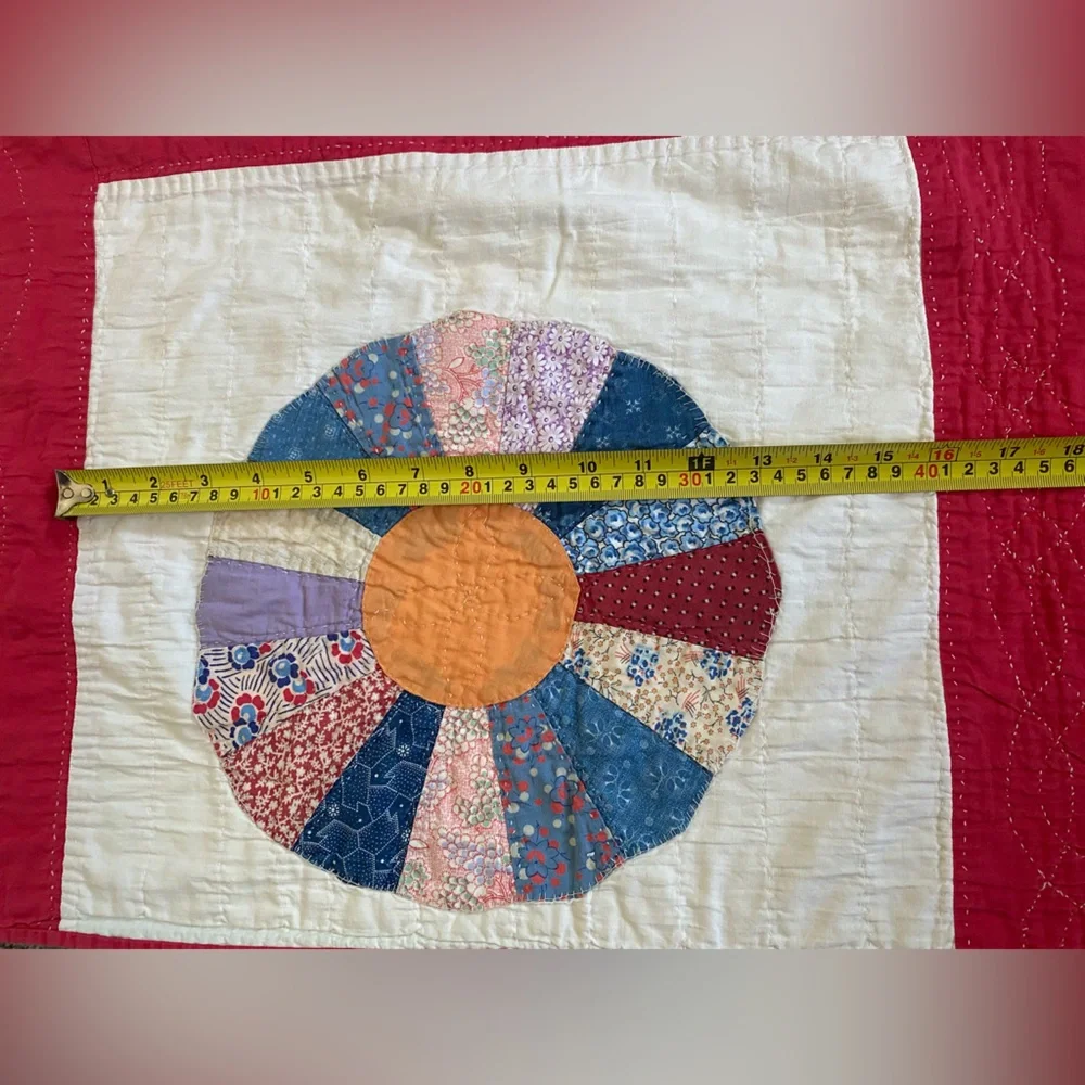 Vintage Dresden Plate Quilt Red & Beautiful 101”/95” well stitched❗️❗️